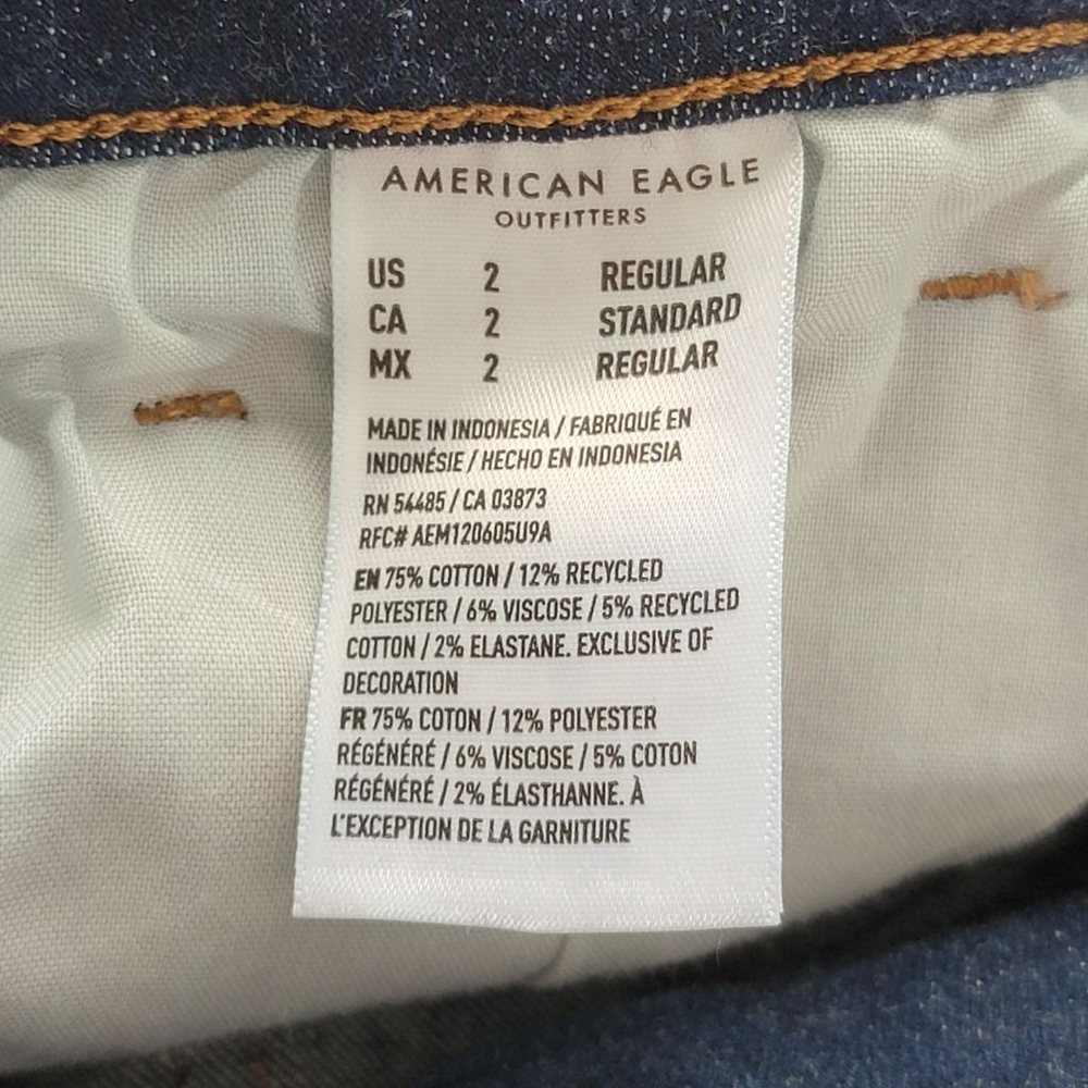 American Eagle Kick Boot Jeans Dark Blue Wash Low Rise Stretch Bootcut AE 2 - Picture 11 of 11